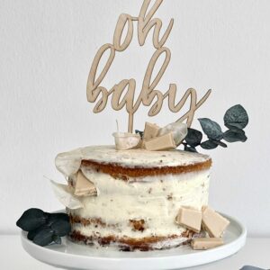 Caketopper Oh Baby aus Holz Babyparty Gender Reveal