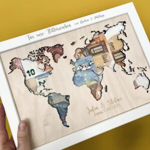 Weltkarte Konfirmation Jugendweihe Geldgeschenk