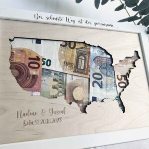 Geldgeschenk Holzbild USA Amerika