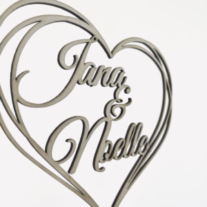 Caketopper Holz Herz Hochzeit