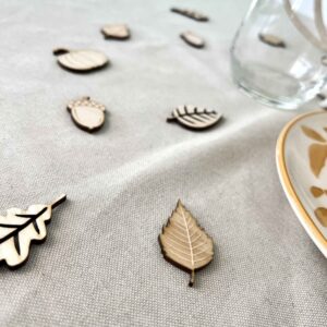 Streudeko aus Holz Herbstlaub, Birke, Ahorn, Eichel, Kürbis