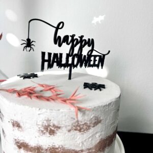 Happy Halloween Caketopper Schwarz mit Spinnen