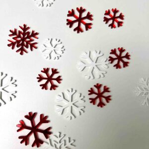 Schneeflocken in Rot und Weiß selbstklebend zum Basteln und Dekorieren
