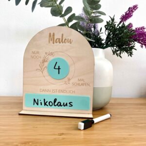 Countdowntafel mit farbigem Acryl und Name