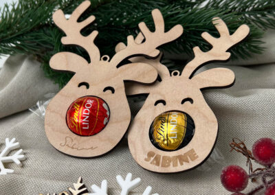 Mitarbeitergeschenke 25 Rentier Weihnachtsanhänger für Schokolade mit Name