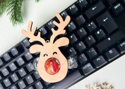 Mitarbeitergeschenke 26 Rentier Weihnachtsanhänger für Schokolade mit Name