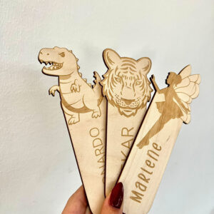 Lesezeichen Kind Dino, Fee, Tiger