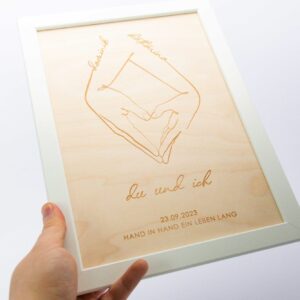 Holzbild Hände, Geschenk zum Valentinstag, Hand in Hand