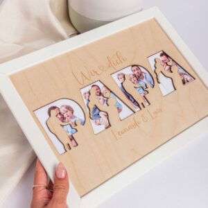 Papa Holzbild mit Personalisierung - Papa wir lieben dich