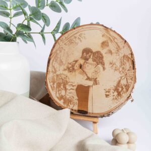 Baumscheibe mti Fotogravur, Hochzeitsfoto auf Holz, Geschenkidee zur Hochzeit