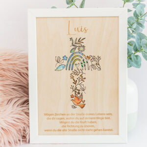 Geldgeschenk zur Taufe, Taufgeschenk, Taufkreuz mit Taufspruch