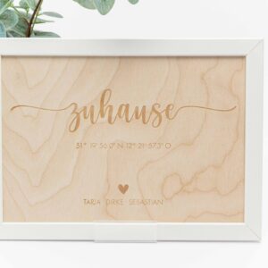 Zu Hause Bild mit Koordinaten und Namen, Geschenk zum Einzug