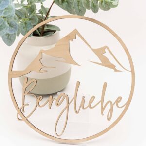 Wanddeko Bergliebe, Bergliebe Schild aus Holz, Geschenkidee