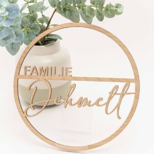 Türschild Familie aus Holz, Familienschild mit Name, Geschenkidee EInzug, Geschenkidee Hochzeit