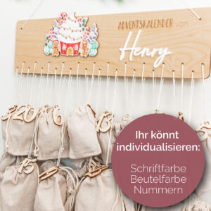 Adventskalender mit Name, Adventskalender für Kinder, Nachhaltiger Adventskalender, Cupcakehaus