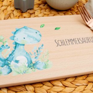 Brettchen, Brotzeitbrettchen, Brettchen mit Dino, Geschenk zu Weihnachten, Schlemmersaurus