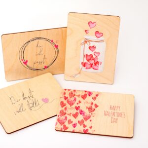 Valentinskarten, Liebe Karten, Holzpostkarten