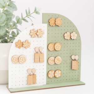 Ohrrringhalter Salbei aus Holz mit 2 Halterplatten für Ohrringe