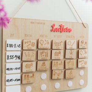 Stundenplan aus Holz personalisiert mit Name