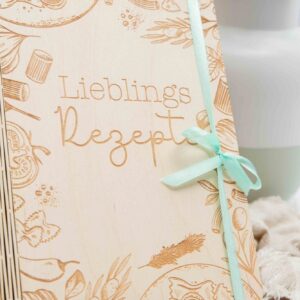 Lieblingsrezepte Kochbuch aus Holz mit Rezepteinlegern