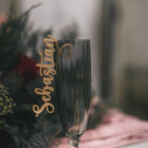 Platzkarte Name Gold, Glasanhänger mit Name