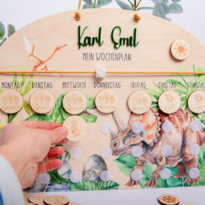 Wochenplaner mit Dino und Name, Wochenorganisation Kind