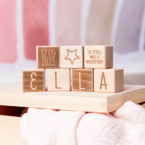 Holzwürfel zur Geburt, Geburtswürfel, Geschenk zur Geburt