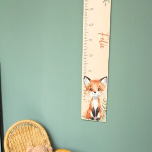 Messleiste Fuchs, Messlatte aus Holz, Maßband Kinderzimmer