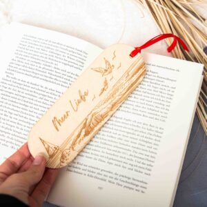 Leszeichen aus Holz, Lesezeichen Meer Liebe, Maritimes Lesezeichen