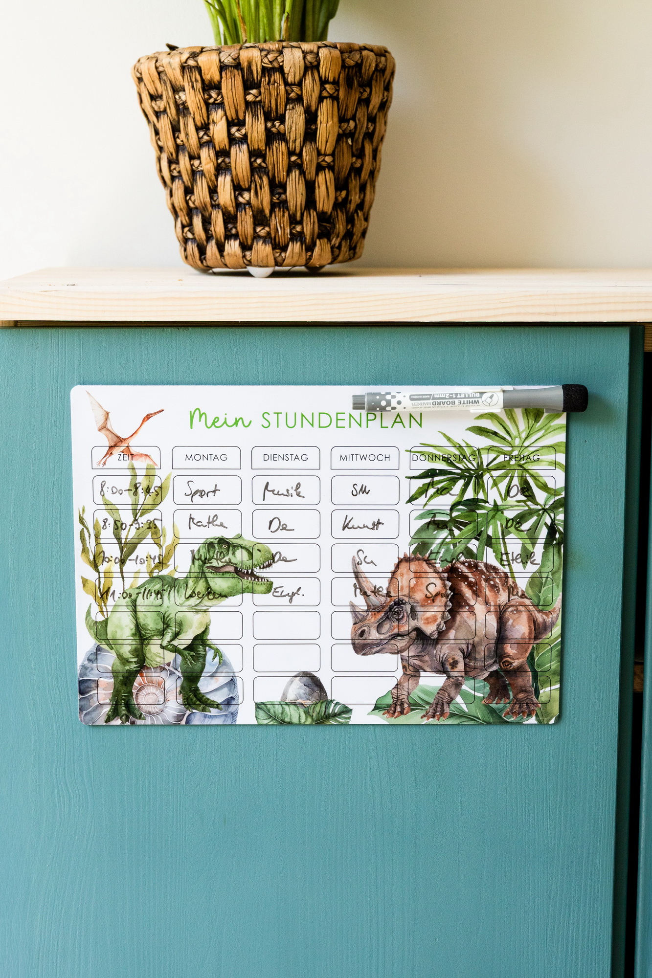 Stundenplan Dino selbstklebend / Sticky Wall Planner / individuell beschreiben und wegwischen / Stundenplan zur Einschulung mit Dinosauriern 7 Stundenplan mit Dino, Sticky Wall Planner, Selbstklebender Stundenplan, nachhaltiger Stundenplan, wiederverwendbar