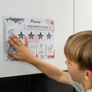Meine Morgenroutine, Meine Abendroutine, Planer selbstklebend fürs Bad, Kinderzimmer mit Magnetkarten