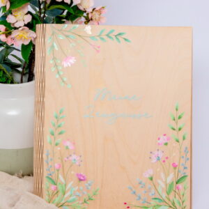 Zeugnismappe aus Holz - meine Zeugnisse, Zeugnismappe mit Blumen, Geschenk zur Einschulung