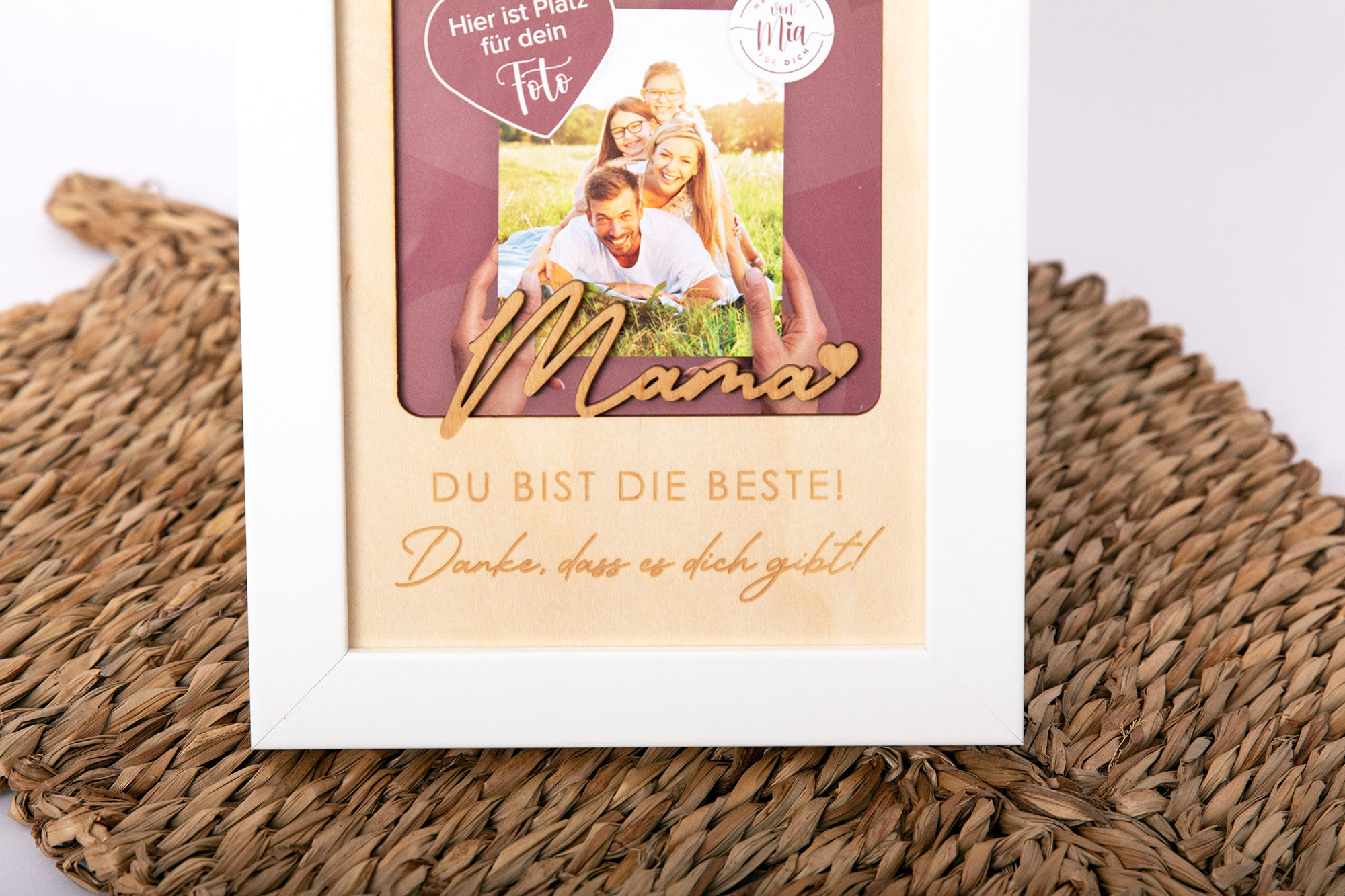 Holzbild Beste Mama mit Bilderrahmen/Beste Mama – Danke, dass es dich gibt / Geschenkidee für Mama 6 Mama du bist die Beste Danke dass es dich gibt, Geschenk für Mama zum Geburtsttag, zu Weihnachten, Bilderrahjmen Mama