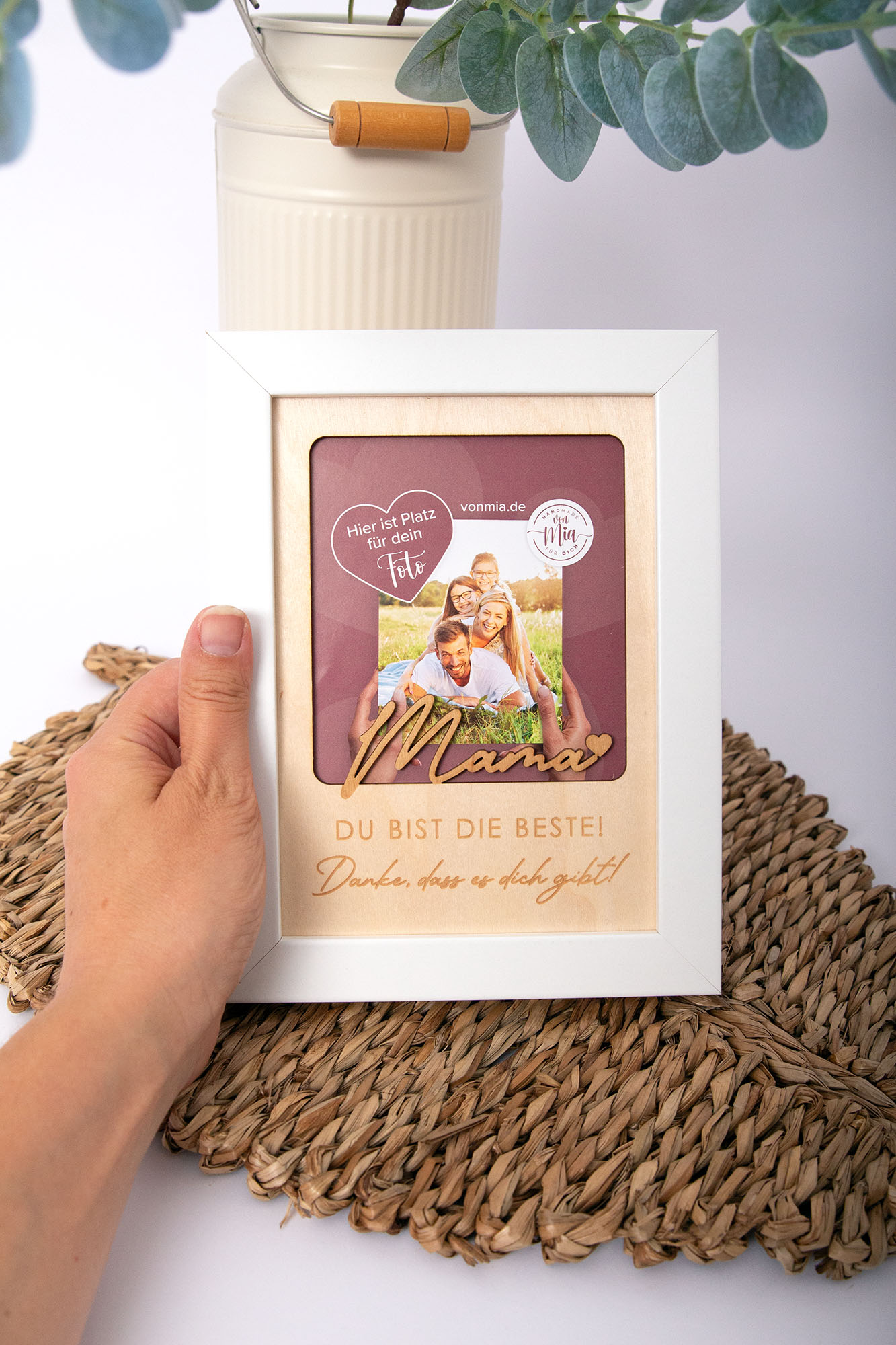 Holzbild Beste Mama mit Bilderrahmen/Beste Mama – Danke, dass es dich gibt / Geschenkidee für Mama 2 Mama du bist die Beste Danke dass es dich gibt, Geschenk für Mama zum Geburtsttag, zu Weihnachten, Bilderrahjmen Mama