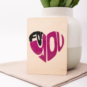 Postkarte aus Holz mit Aufdruck FOR YOU