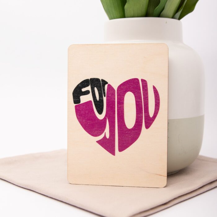 Postkarte aus Holz mit Aufdruck FOR YOU