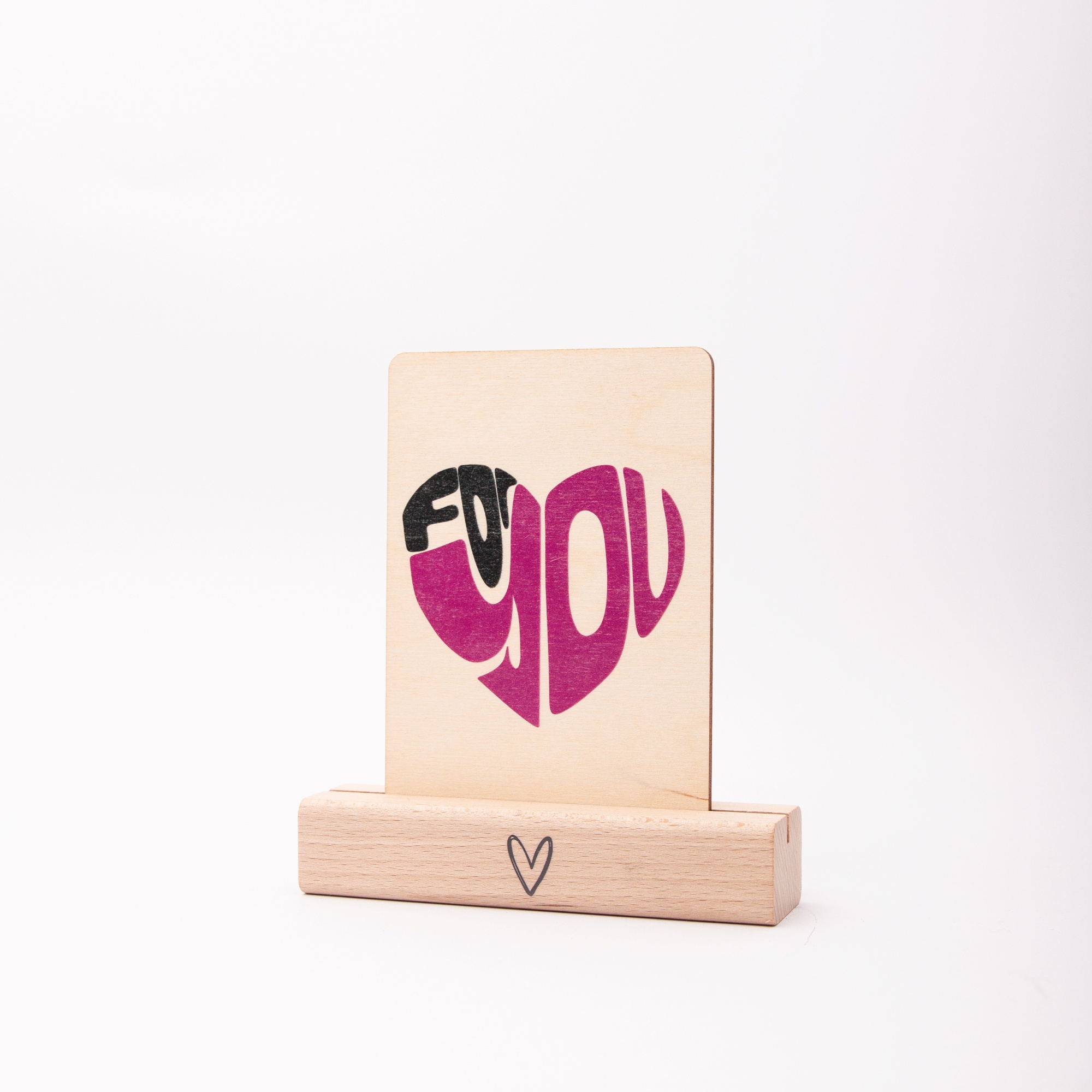 Nachhaltige Postkarte aus Echtholz – FOR YOU – Handgemacht in Deutschland 6 Postkarte aus Holz mit Aufdruck FOR YOU