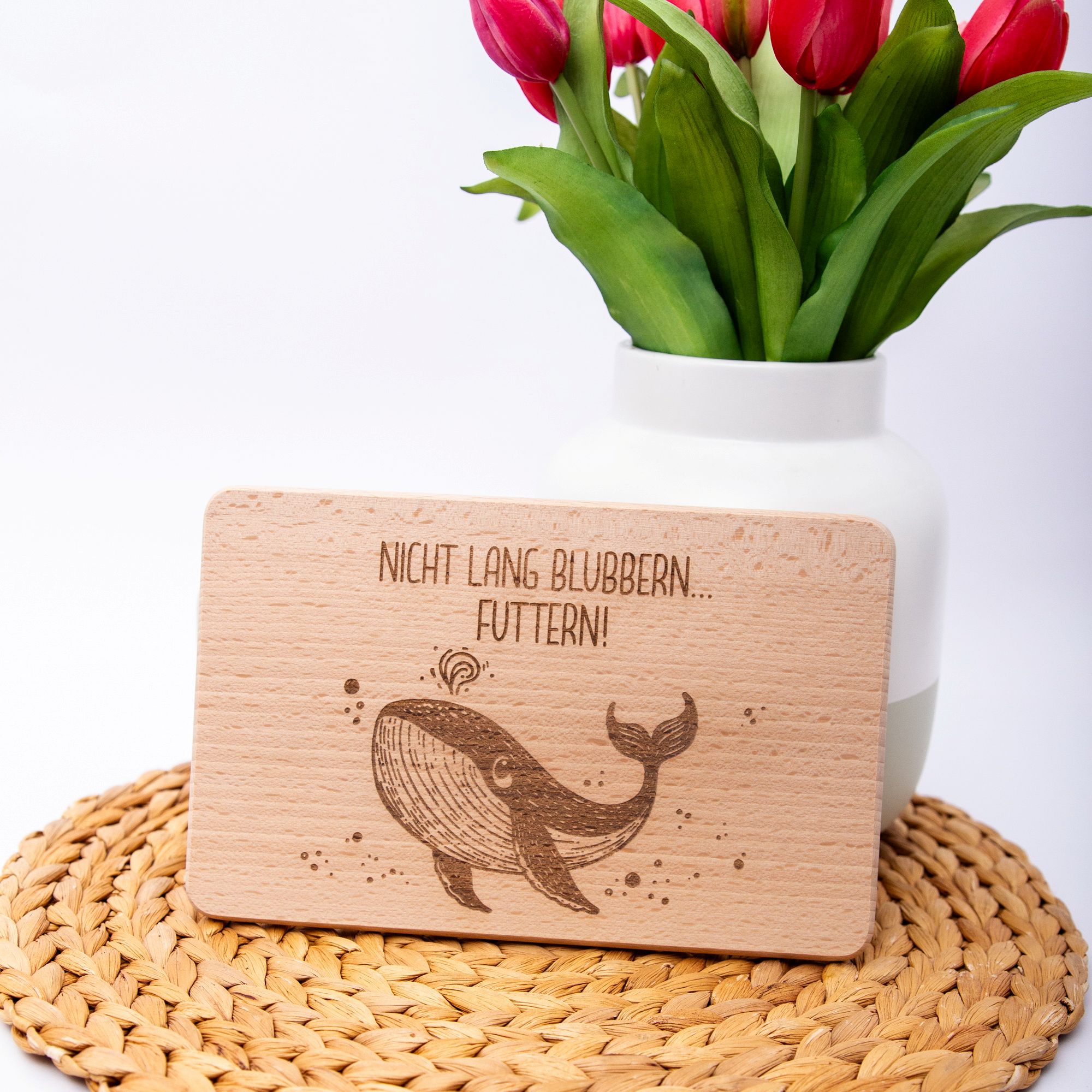 Wal Frühstücks-Brettchen / Nicht lang blubbern - futtern / Geschenkidee Kind / Urlaubsfeeling / Brotzeitbrett / Frühstücksbrett / Jausebrett 2 Nicht lang blubbern, futtern - Holzbrettchen, Brotzeitbrett, Jausebrettchen, Frühstücksbrett, Vollholzbrett
