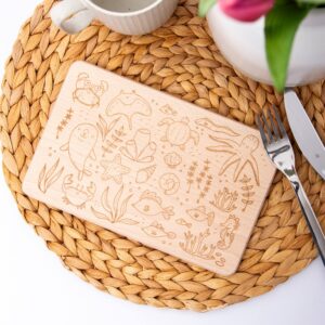 Vollholzbrettchen Buche mit Gravur Thema Meerestiere