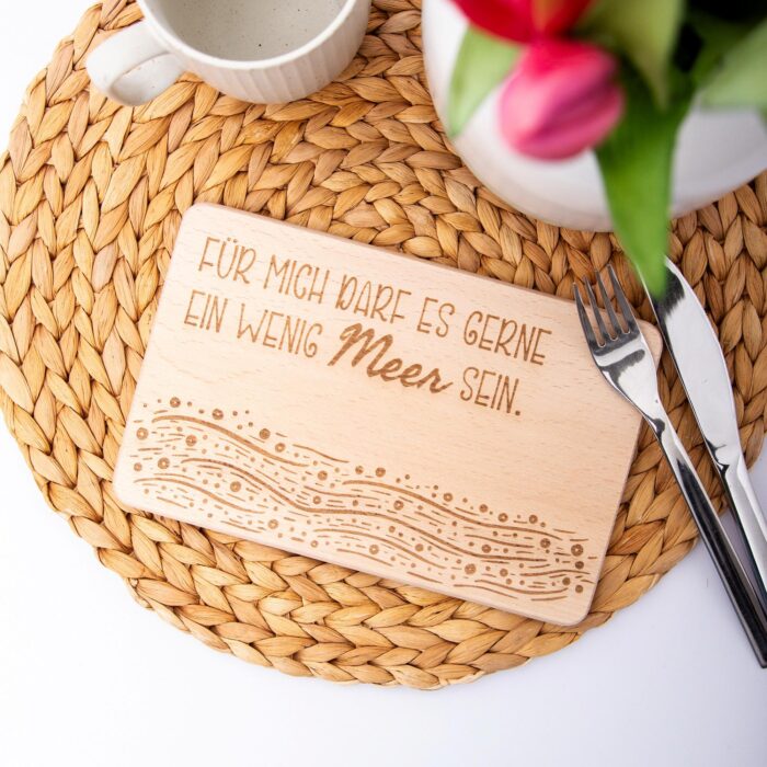 Für mich darf es gerne ein bisschen Meer sein, Frühstücksbrettchen, Brotzeitbretterl, Jausebrettchen, Vollholzbrett