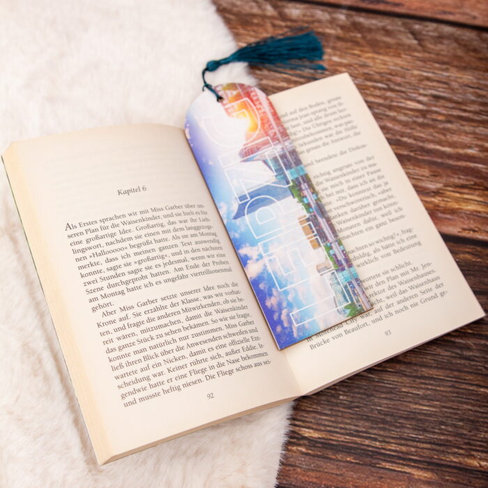 Lesezeichen aus Holz, Leipzig Bookmark, Lesezeichen Leipzig