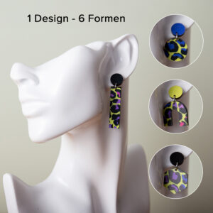Neon Leo Ohrringe aus Acryl, geometrische Ohrringe Acryl, handgemachter Schmuck aus Leipzig, Ohrstecker Leo aus Acryl