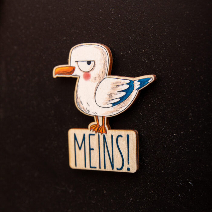 Magnet MEINS mit Möew, Holzmagnet, Magnet aus Holz