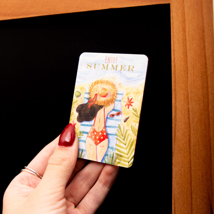 Magnet aus Holz mit Aufdruck ENJOY Summer, Statement Magnet