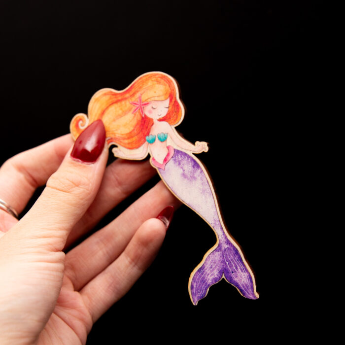 Magnet Meerjungfrau aus Holz, Holzmagnet