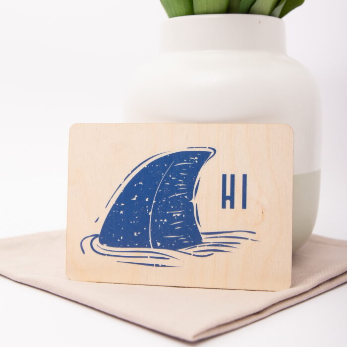 Holzpostkarte HI mit Schiff Flosse