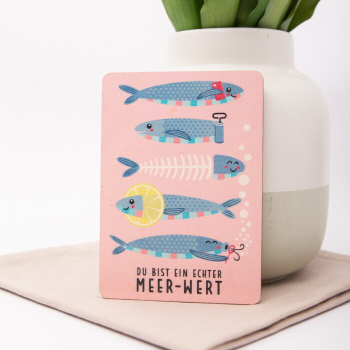 Holzpostkarte Du bist ein echter Meer Wert
