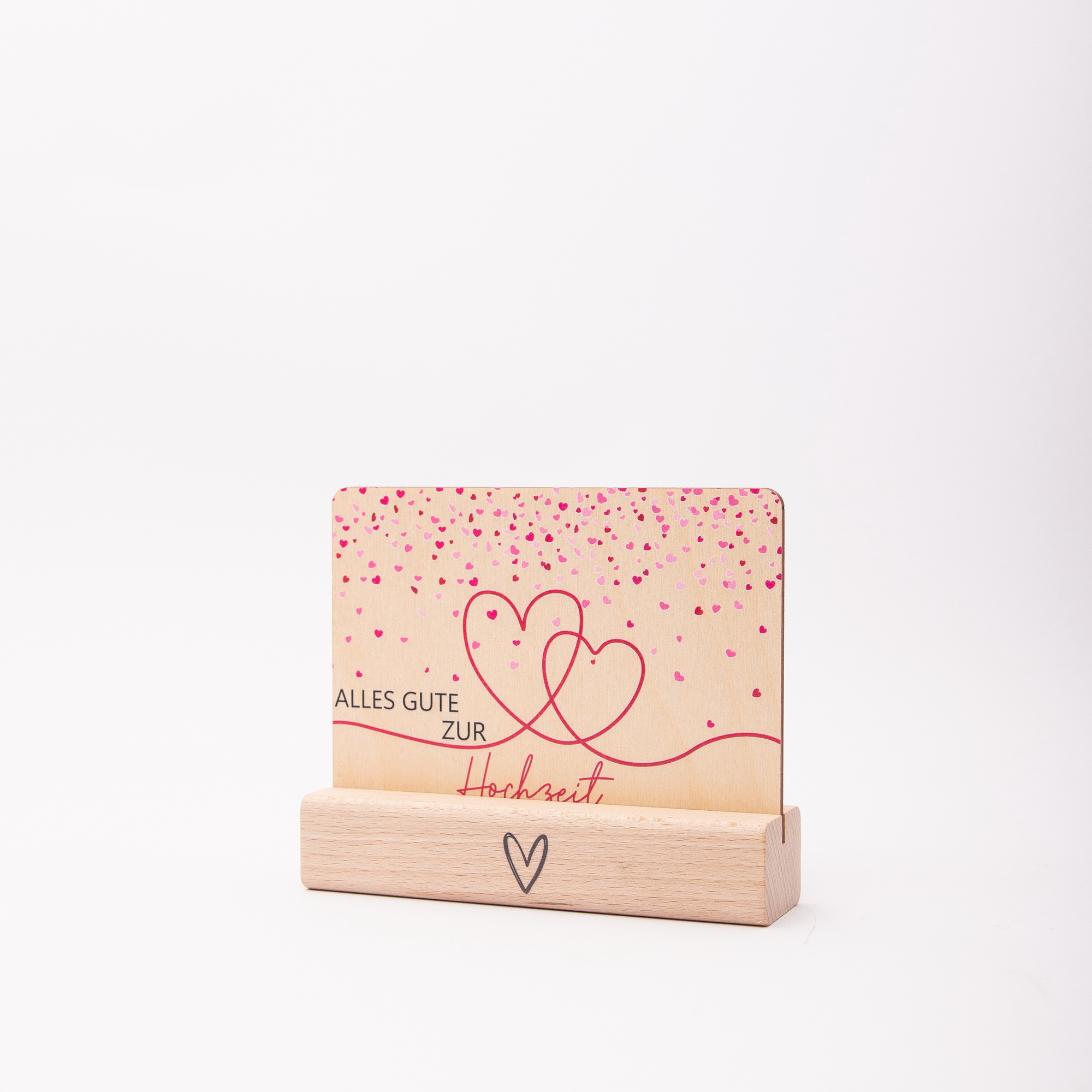 Holzpostkarte zur Hochzeit – Verschlungene Herzen – Edles Geschenk für Brautpaar aus Birkenholz A6 – Glückwunschkarte 6 Holzpostkarte Alles Gute zur Hochzeit