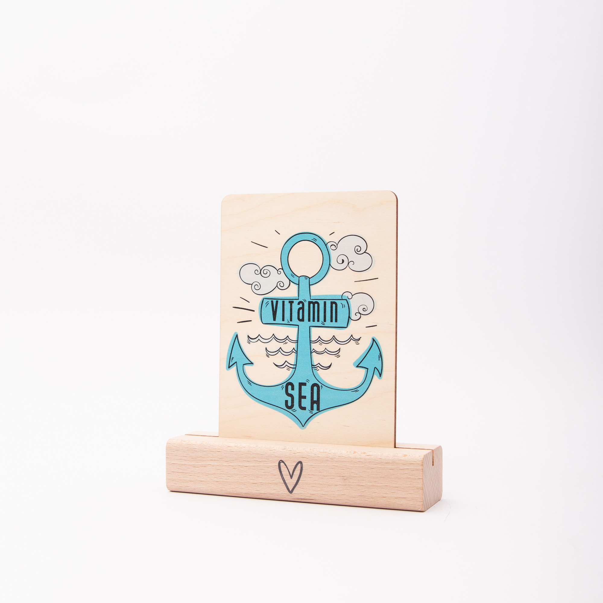 Holzpostkarte „Vitamin Sea“ – Anker Motiv – Maritimes Geschenk aus Birkenholz A6 – Urlaubsgruß & Küsten-Deko 5 Holzpostkarte Anker mit Spruch Vitamin Sea