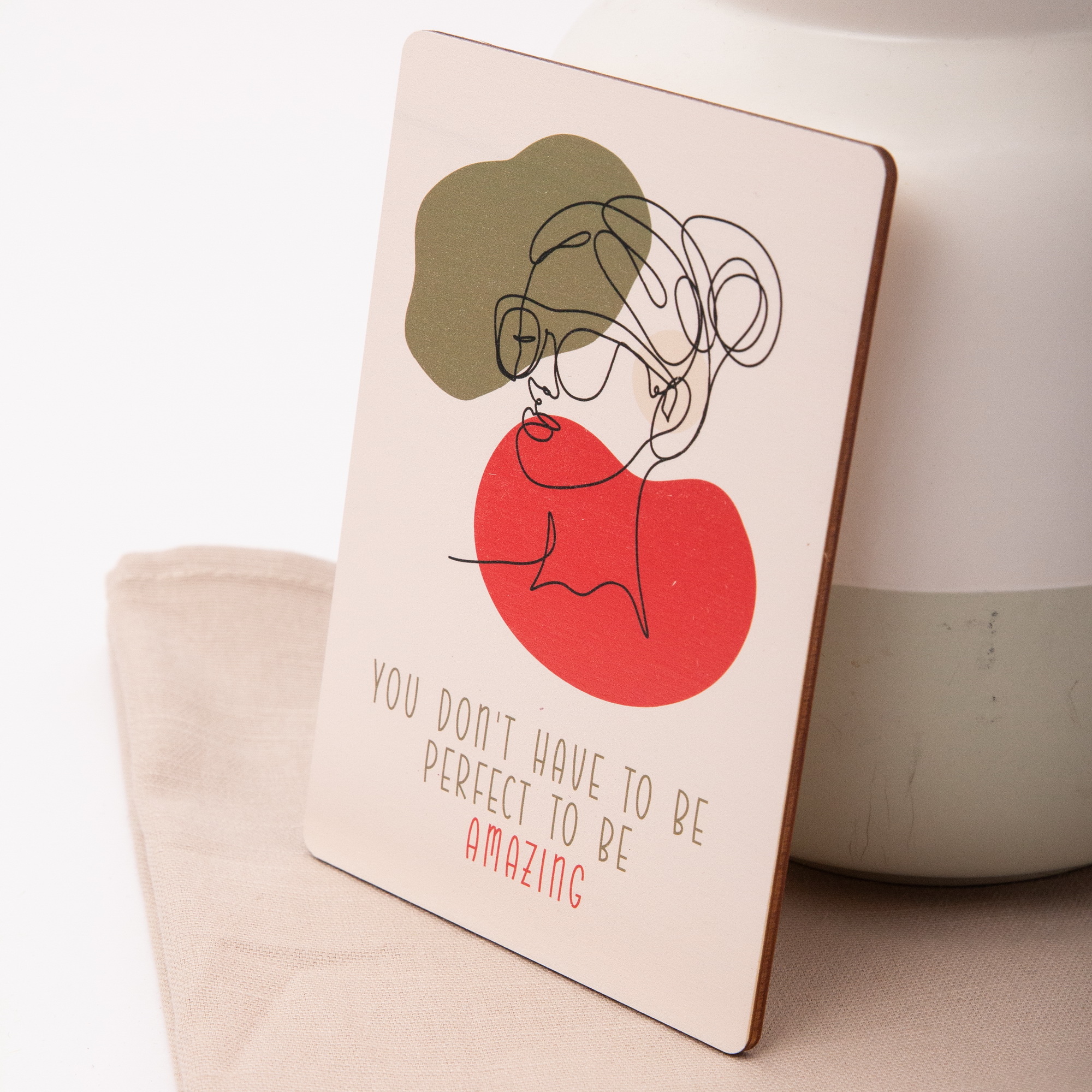 Holzpostkarte „You don’t have to be perfect“ – Empowerment Geschenk für Frauen – Birkenholz A6 – Mutmacher & Affirmation 5 Holzpostkarte You don´t have to be perfect to be amazon - Women / Frauen